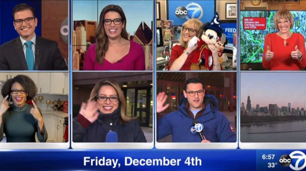 PHOTO: The WLS-TV news team joined morning anchor Tanja Babich in wearing glasses on-air to support her 10-year-old daughter.