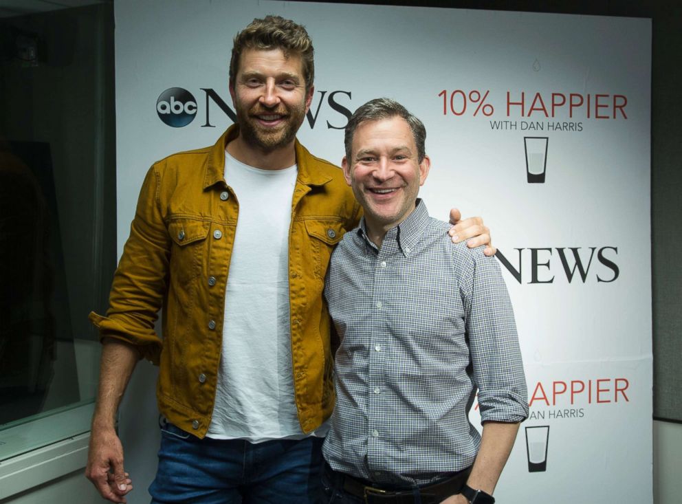 Brett Eldredge (right) is seen here during an interview for the "10% Happier" podcast with ABC's Dan Harris (left) on Aug. 22, 2018.