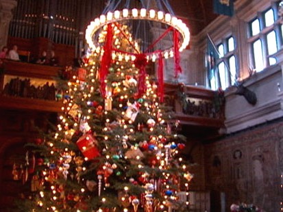 VIDEO: The Biltmore Estate in Asheville, N.C., lights up its rooms with decorations.