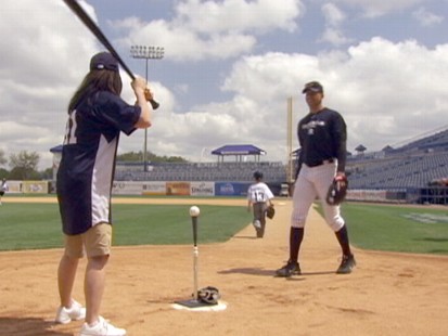 VIDEO: Juju Chang gets some much needed help with hitting from Alex Rodriguez.