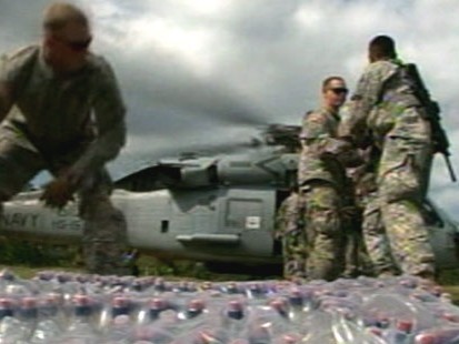 VIDEO: A massive military effort is under way to deliver aid to victims.