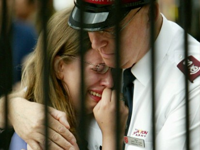 Salvation army officer with woman.