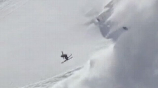 Skier Sparks Mini-Avalanche Video - ABC News