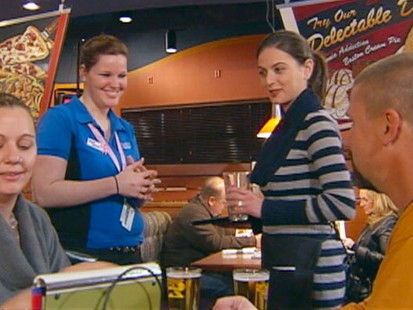 VIDEO: The GMA Weekend anchor goes to work with a waitress holding down two jobs.