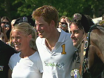 VIDEO: Prince Harry visits Harlem and scores winning goal in charity polo match.