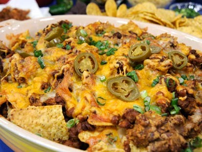 Spicy Sausage, Bean and Cheese Nachos