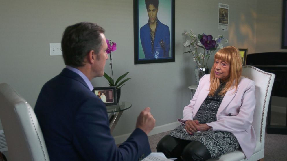 Prince's half-sister Sharon Nelson is seen here during an interview with ABC News' Bob Woodruff. 