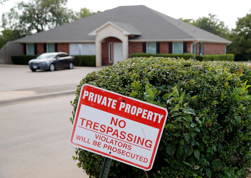 PHOTO: A "no trespassing" sign sits near the entrance of the parking lot for the Whole WA "no trespassing" sign sits near the entrance of the Whole Woman's Health clinic in Fort Worth, Texas, Sept. 4, 2019.