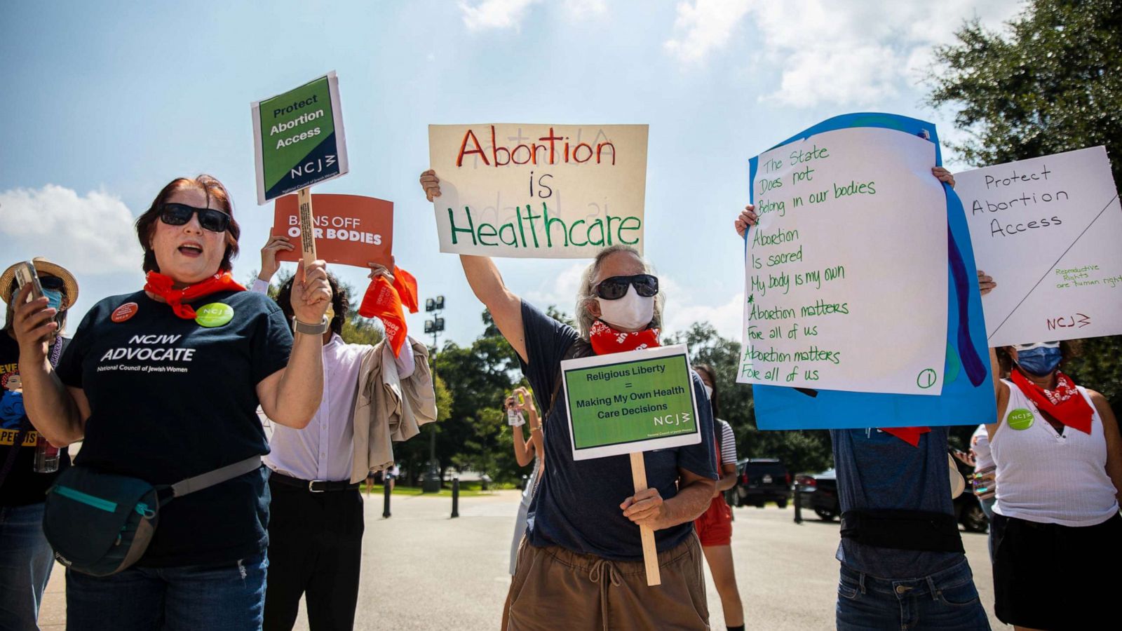 PHOTO: People participate in a "Bans Off Our Bodies" protest at the Texas State Capitol in Austin, Texas, on Sept. 1, 2021.