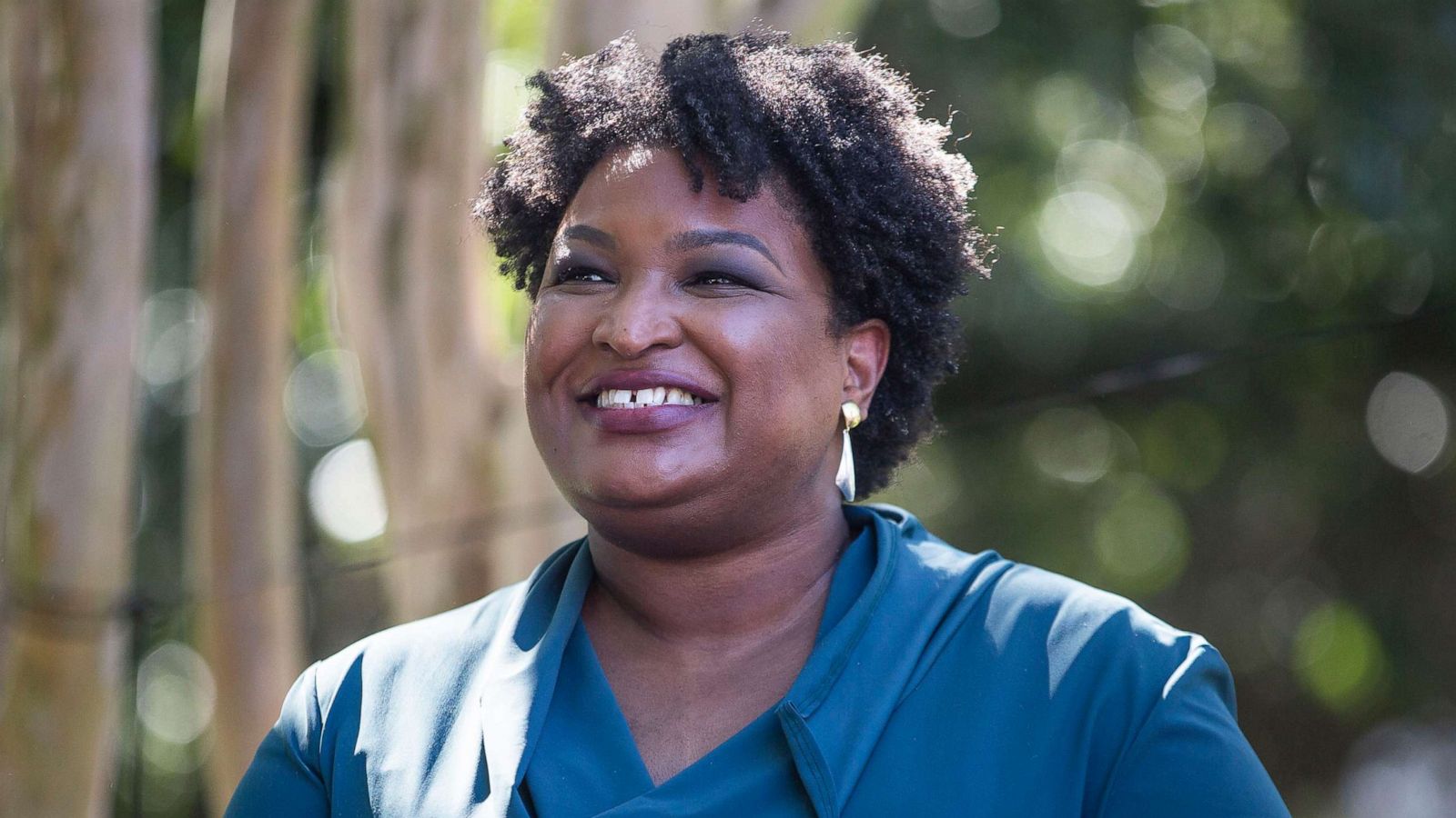 PHOTO: Former Georgia gubernatorial candidate Stacey Abrams, who has announced she is running in 2022, is introduced before speaking at a Souls to the Polls rally supporting Former Virginia Gov. Terry McAuliffe, Oct. 17, 2021 in Norfolk, Va.