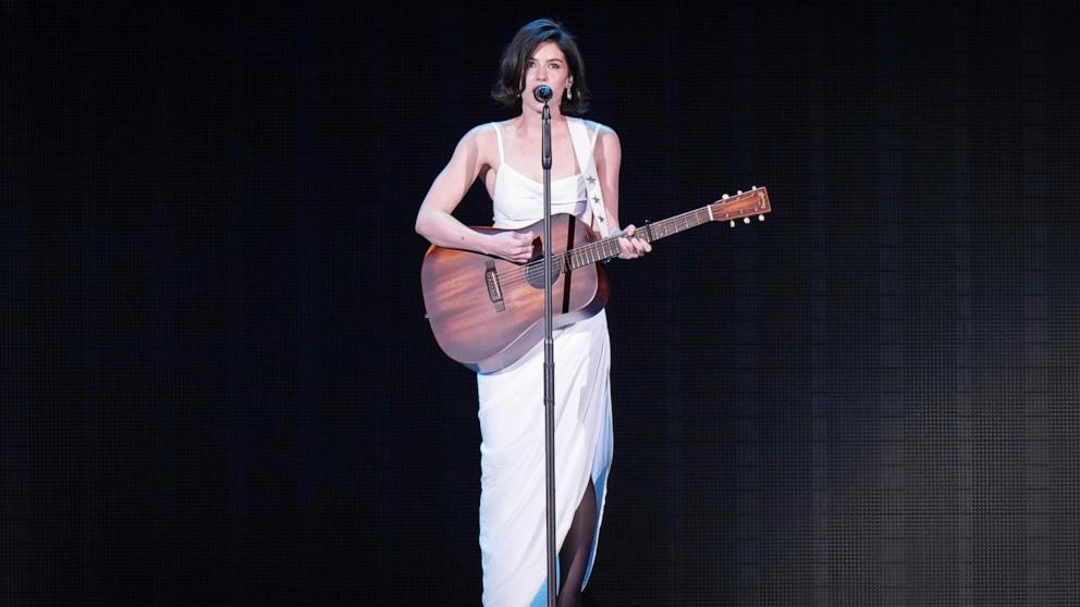 PHOTO: Gracie Abrams performs as the opening act before Taylor Swift at the Eras Tour concert, in Vancouver, British Columbia, Dec. 6, 2024.