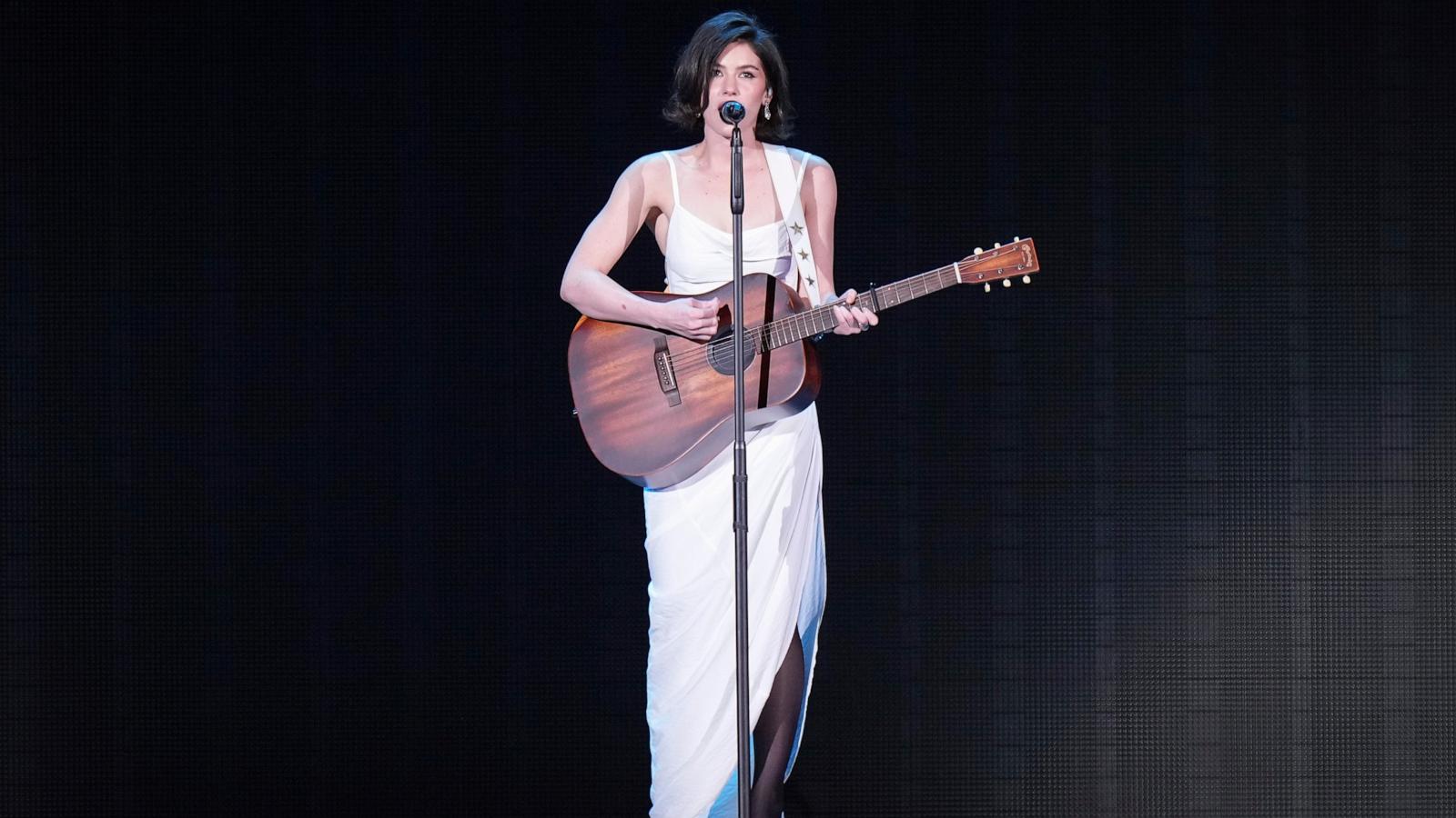 PHOTO: Gracie Abrams performs as the opening act before Taylor Swift at the Eras Tour concert, in Vancouver, British Columbia, Dec. 6, 2024.