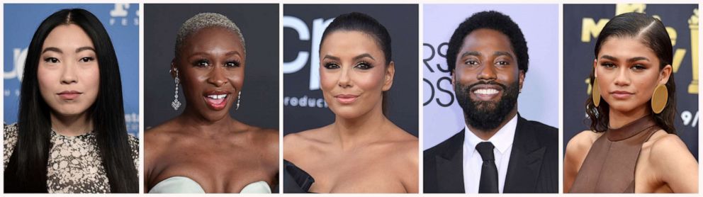 PHOTO: From left, Awkwafina, Cynthia Erivo, Eva Longoria, John David Washington and Zendaya are among the 819 people who have been invited to join the Academy of Motion Picture Arts and Sciences.