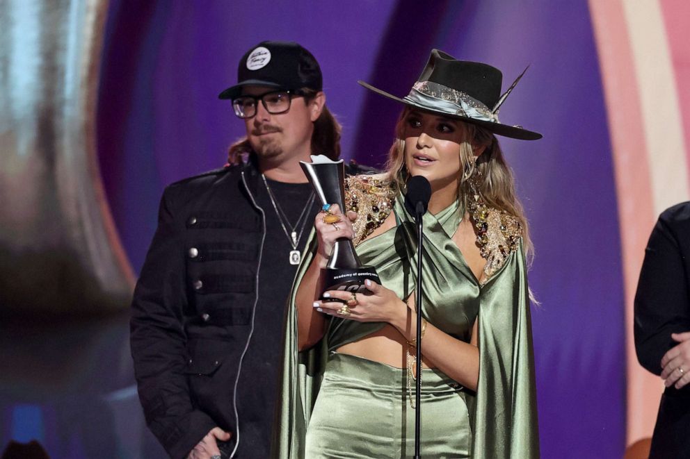 PHOTO: Lainey Wilson accepts the Music Event of the Year award for "Wait in the Truck" during the 58th Academy Of Country Music Awards, May 11, 2023 in Frisco, Texas.