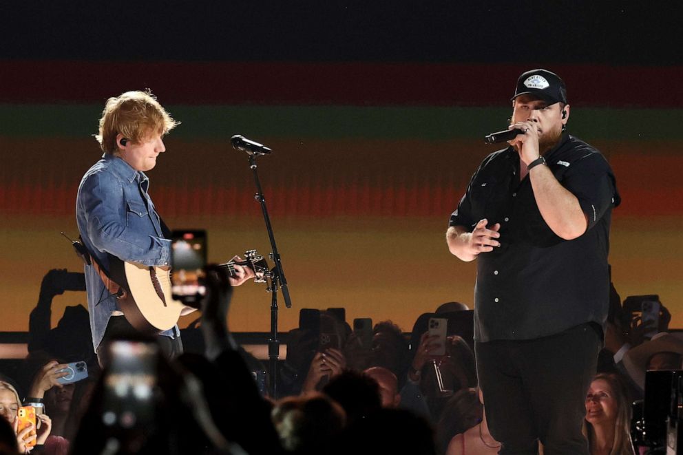 PHOTO: Ed Sheeran and Luke Combs perform during the 58th Academy Of Country Music Awards, May 11, 2023 in Frisco, Texas.