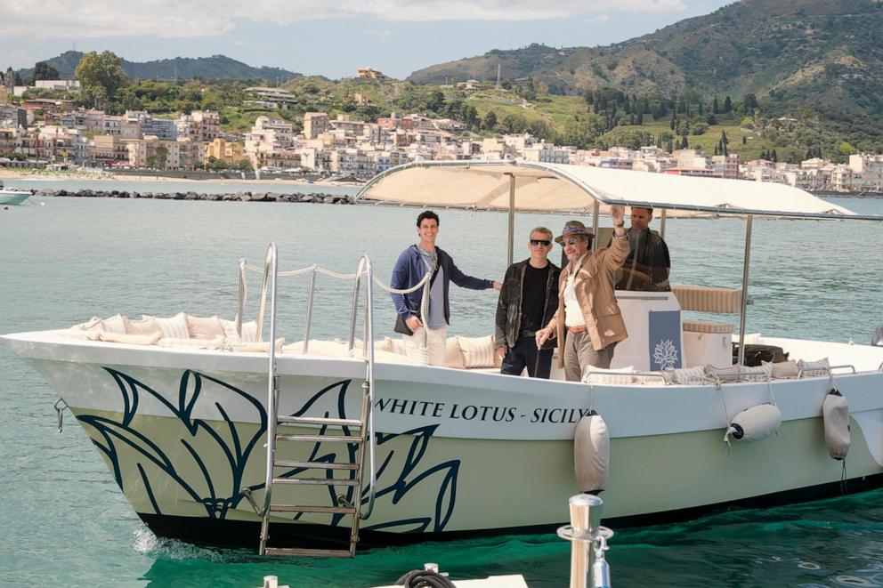 PHOTO: Adam DiMarco, Michael Imperioli, Murray F Abraham in "The White Lotus" season 2.