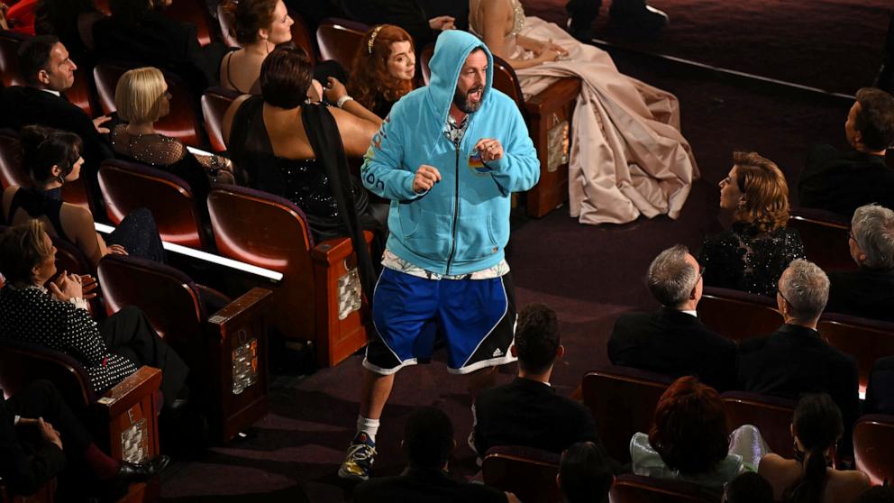 PHOTO: Adam Sandler speaks during the 97th Annual Academy Awards Hollywood,March 2, 2025. 