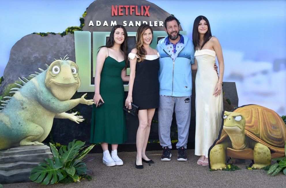 Adam Sandler steps out with wife, daughters at 'Leo' premiere ABC News