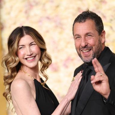 PHOTO: Jackie Sandler and Adam Sandler attend the 82nd Annual Golden Globe Awards, Jan. 5, 2025, in Beverly Hills, Calif.