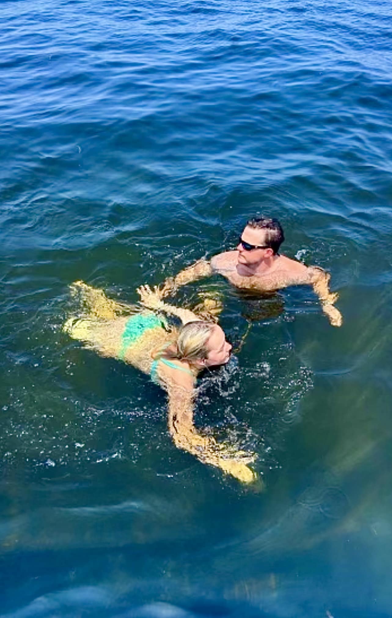 PHOTO: Addison Bethea and her brother swim in the same spot off the coast of Florida where Bethea was attacked by a shark in June 2022.