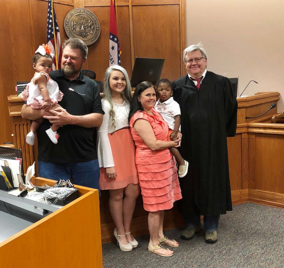 PHOTO: In April, Michael and Terri Hawthorn of Hot Springs, Arkansas, adopted two siblings Haizlee, 1, and Korgen, 3, months before adopting 7 additional siblings from anothe family.