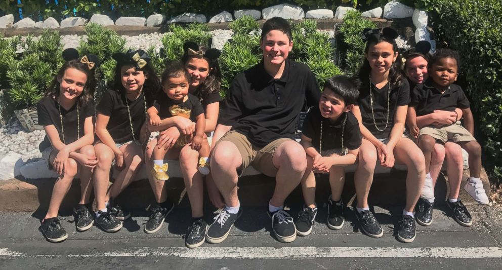 PHOTO: Siblings Dawson, 15, Kyndal, 11, Lacey, 10, Layna, 10, Addiley, 9, Arria, 9 and Nixson Hawthorn, 8, were officially adopted by Michael and Terri Hawthorn of Hot Springs, Arkansas, on Dec. 3. Haizlee, 1, and Korgen, 3, were adopted months prior.