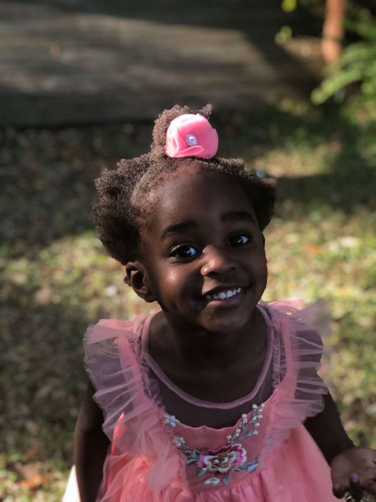 PHOTO: Cars lined the streets April 18 in Bradenton, Florida, for 3-year-old Reney just days after her parents Lynndsey and Jameson Wilson signed adoption papers. The family had to cancel Reney's original adoption party because of COVID-19.