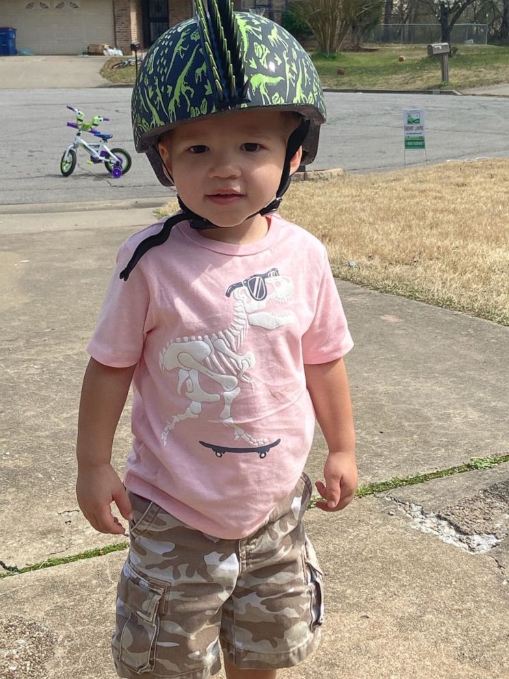 PHOTO: Kimberly and Todd Wieneke of Fort Smith, Arkansas, officially became parents to 2-year-old Jaden over the video chat app on April 16. The mom and dad of three had been fostering Jaden since May 2019.