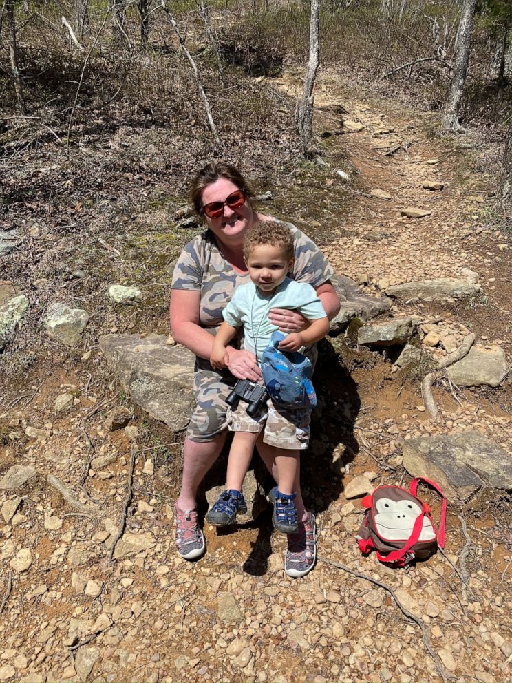 PHOTO: Kimberly and Todd Wieneke of Fort Smith, Arkansas, officially became parents to 2-year-old Jaden over the video chat app on April 16. The mom and dad of three had been fostering Jaden since May 2019.