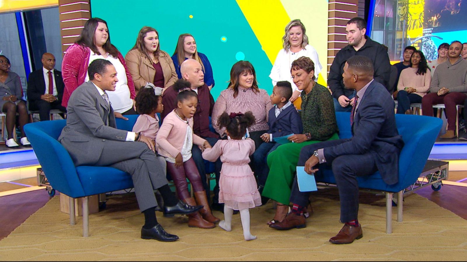 PHOTO:The Beauchenes family, Michelle, Don, Don, Dustin, Hilary, Regan, Brittany, Maddie, Lily, Lucy, London and Brooklyn appeared on "Good Morning America" on Nov. 6, 2018.