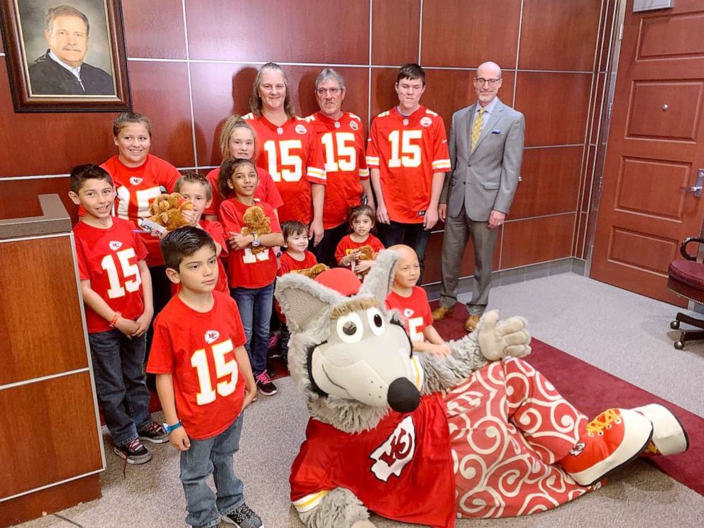 PHOTO: Emerson, 12, Autumn, 11, Jaxon, 9, Journey, 8, Jace, 7, Piper, 5 and Sawyer 3, got their forever home on April 10, thanks to their new parents, Lisa and Gary Fulbright of Derby, Kan.