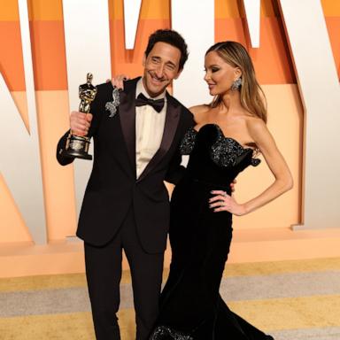 PHOTO: Adrien Brody and Georgina Chapman attends the Vanity Fair Oscar Party, Mar. 2, 2025, in Beverly Hills, Calif.