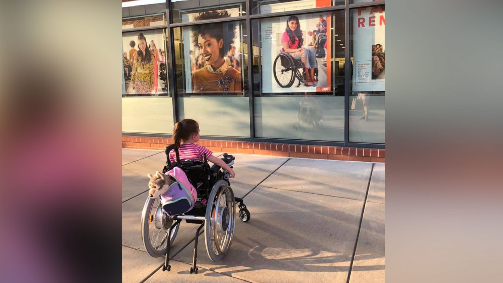 PHOTO: Mother shares photo of her daughter Maren Anderson in a wheelchair mesmerized by Ulta beauty ad featuring model in a wheelchair too.