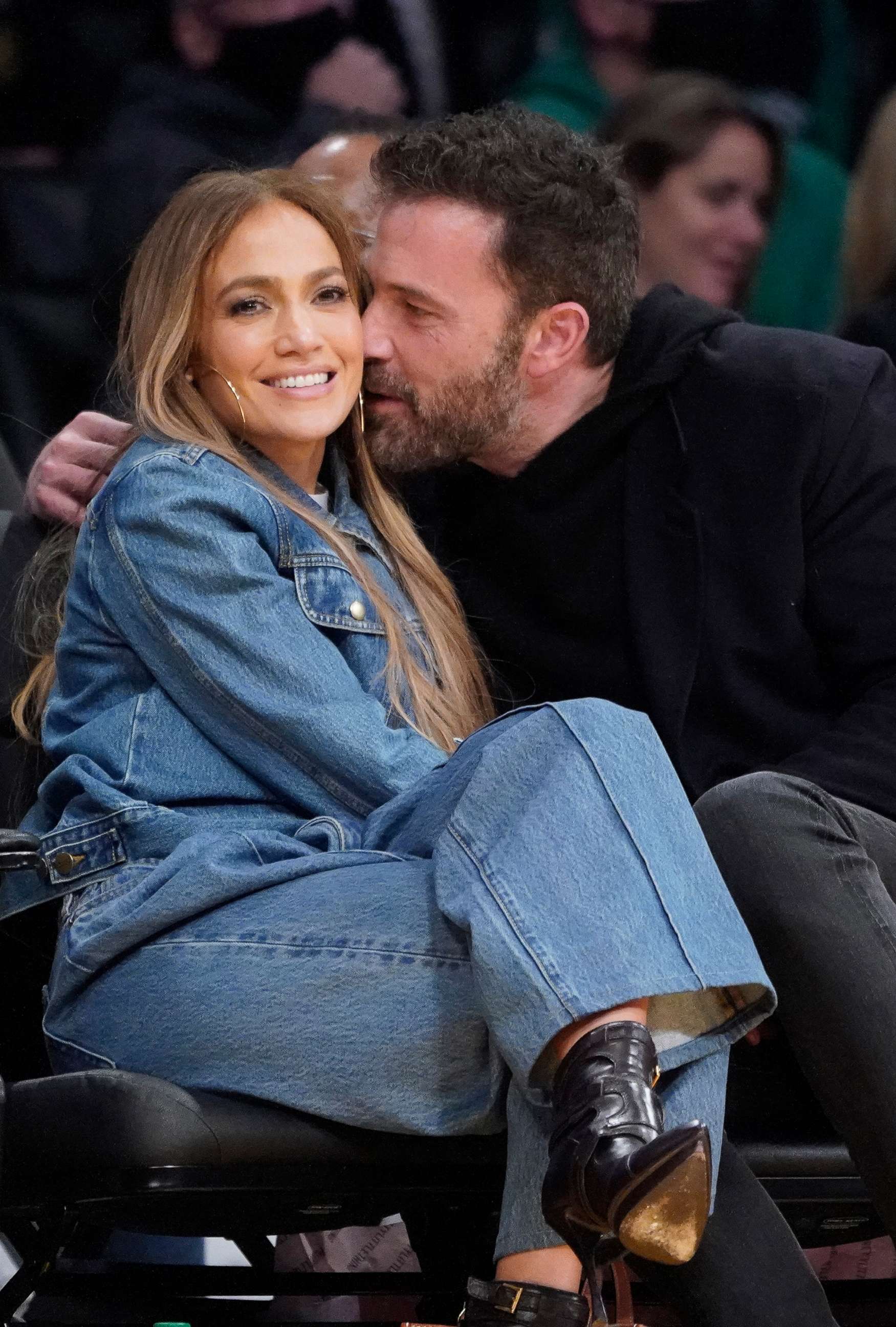 PHOTO: Jennifer Lopez and Ben Affleck attend an NBA basketball game between the Los Angeles Lakers and the Boston Celtics, Dec. 7, 2021, in Los Angeles.