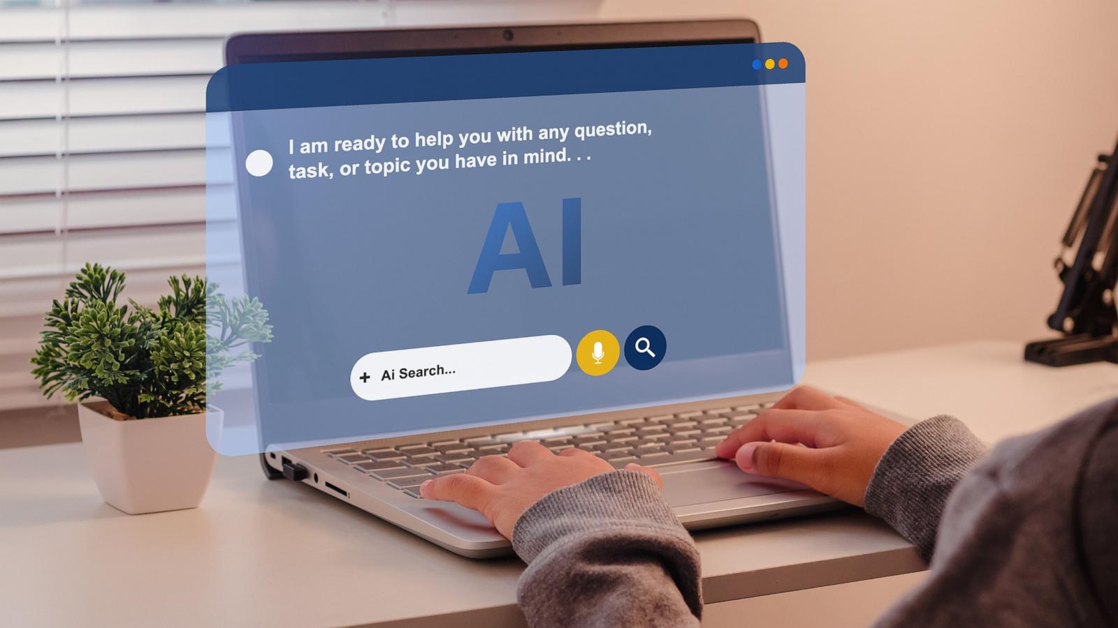 PHOTO: Photo illustration of a student using an Artificial Intelligence app on a laptop.