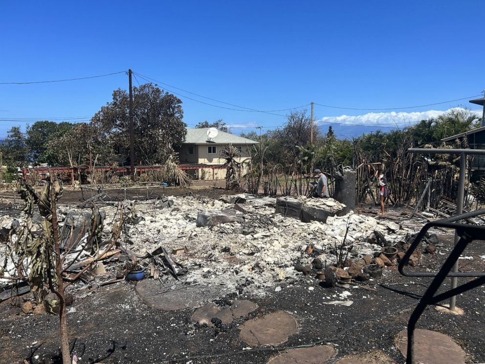 PHOTO: The aftermath of the Maui wildfires in Lahaina is shown in this still from a video taken by firefighter Aina Kohler on Aug. 10, 2023.