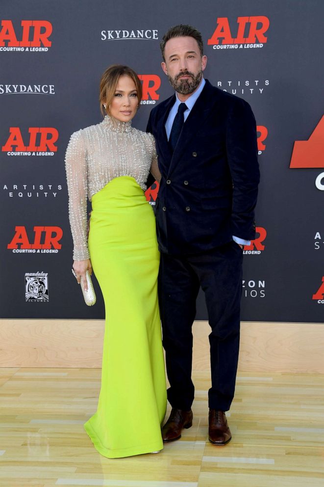 PHOTO: Jennifer Lopez and Ben Affleck attend the Amazon Studios World Premiere Of AIR at Regency Village Theatre on March 27, 2023 in Los Angeles.