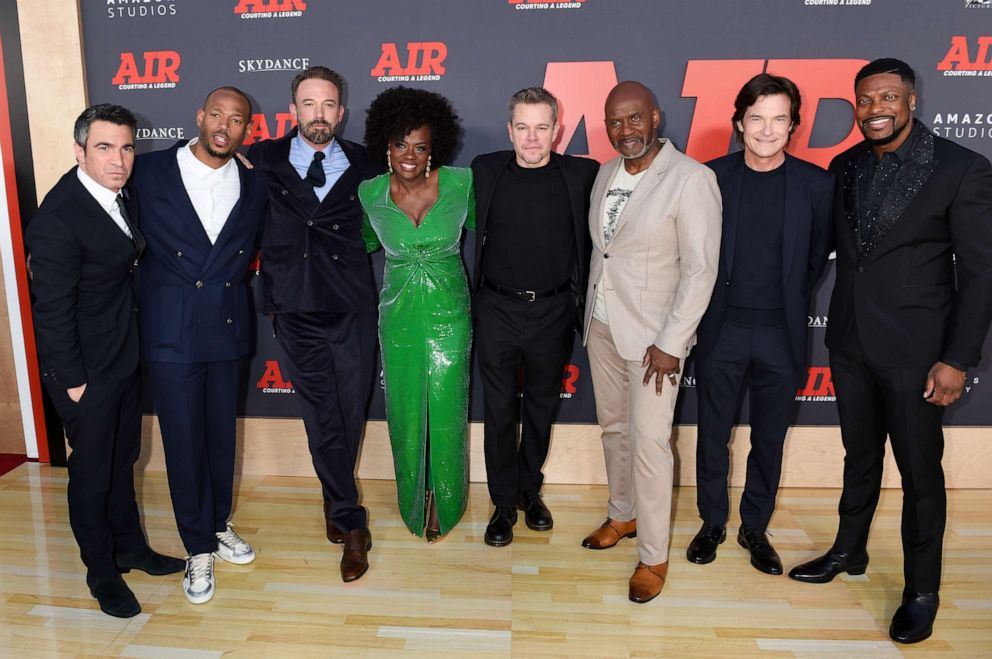 PHOTO: Chris Messina, Marlon Wayans, Ben Affleck, Jason Bateman and Chris Tucker at the World Premiere of AIR held at the Regency Village Theatre on March 27, 2023 in Los Angeles.