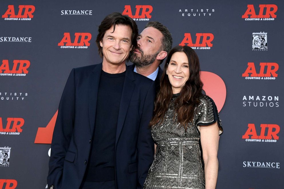 PHOTO: Jason Bateman, Ben Affleck and Amanda Anka attend Amazon Studios' World Premiere Of "AIR" at Regency Village Theatre on March 27, 2023 in Los Angeles.