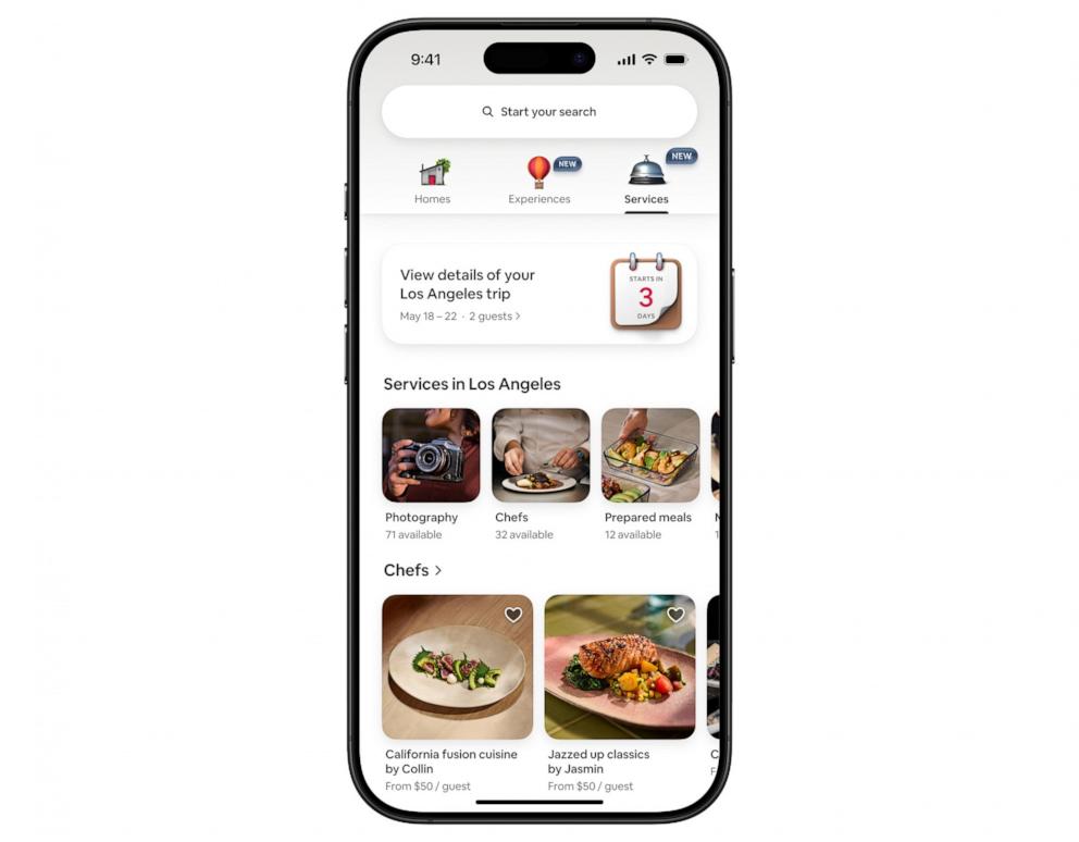 PHOTO: Airbnb is expanding its offerings, including a Services option that lets users host and buy difference services, such as in-home meals, photography sessions and more.