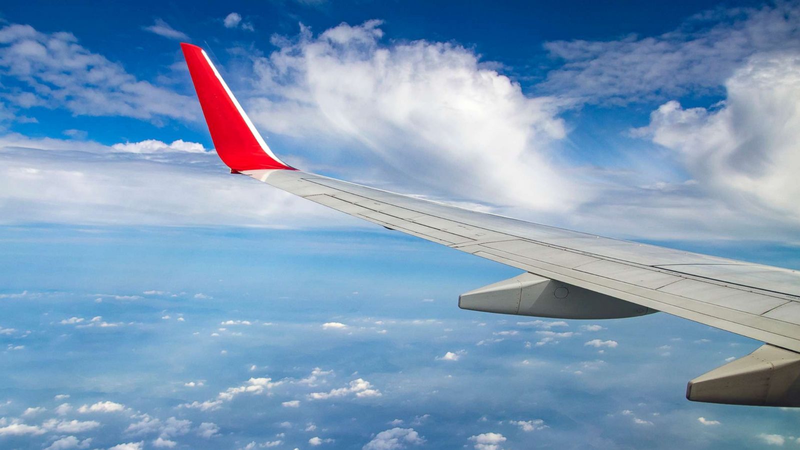 PHOTO: A view from an airplane window during flight.