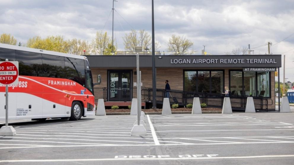 PHOTO: A first-of-its-kind pilot program allows travelers to go through TSA security in Framingham, board a dedicated secure bus, and arrive at Boston Logan airport beyond the security checkpoint.