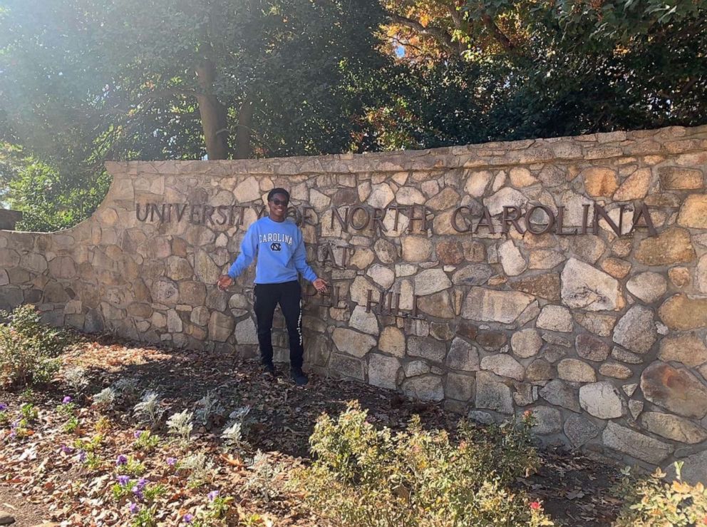 PHOTO: Rotimi Kukoyi, a high school senior from Hoover, Ala visits the University of North Carolina at Chapel Hill.