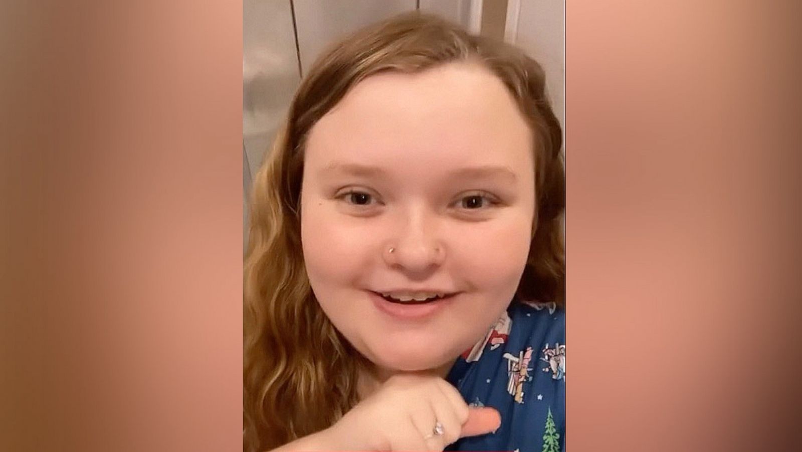 PHOTO: Alana "Honey Boo Boo" Thompson shows off two new nose piercings in an image taken from video which she posted in her Instagram account.