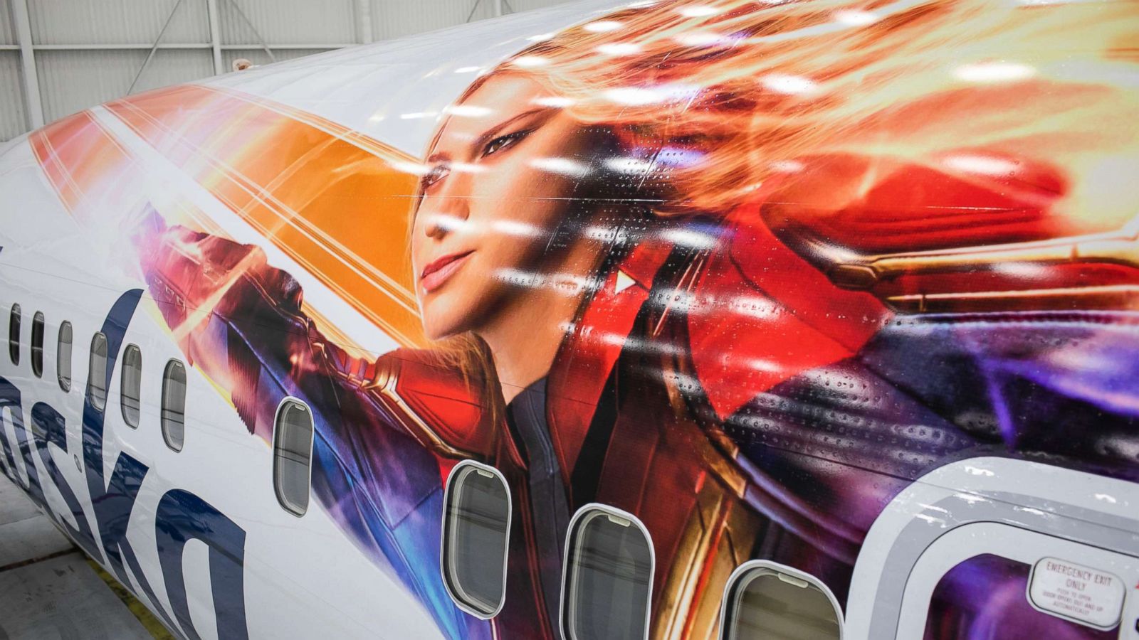 PHOTO: Alaska Airlines has unveiled a special-edition plane featuring Marvel Studios' first female super hero lead, Captain Marvel.