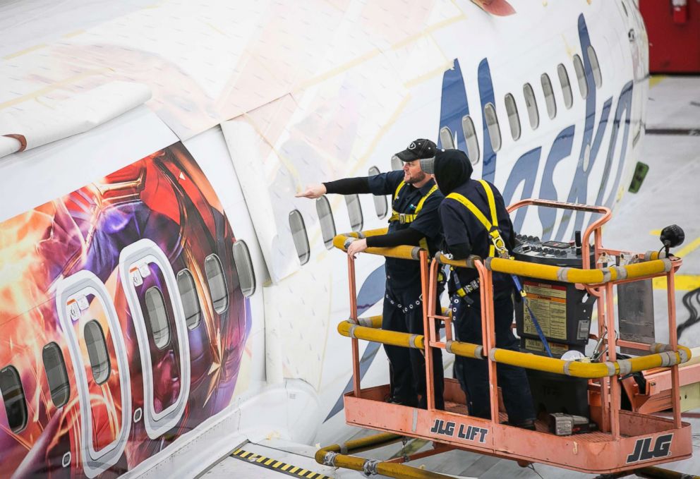 PHOTO: Alaska Airlines has unveiled a special-edition plane featuring Marvel Studios' first female super hero lead, Captain Marvel.