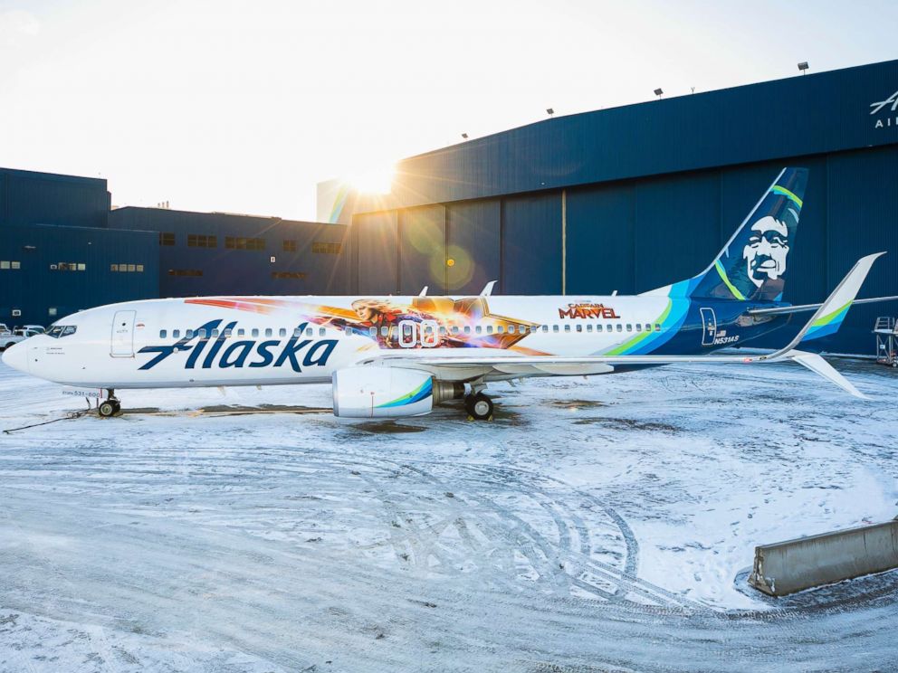 PHOTO: Alaska Airlines has unveiled a special-edition plane featuring Marvel Studios first female super hero lead, Captain Marvel.