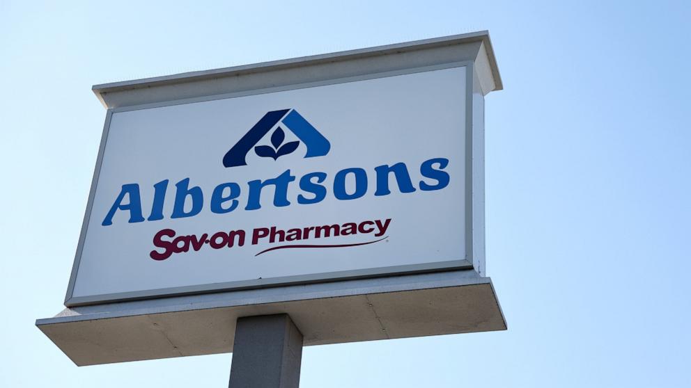 PHOTO: The Albertsons logo is displayed at an Albertsons supermarket on August 26, 2024 in Los Angeles, California.