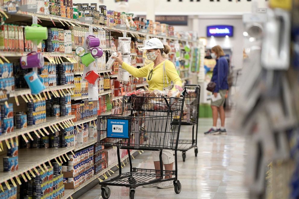PHOTO: A customer shops inside an Albertsons Cos. grocery store in San Diego, June 22, 2020.
