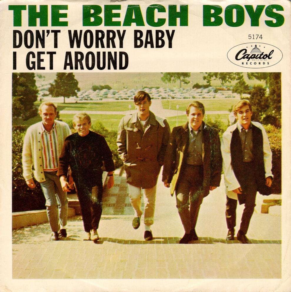 PHOTO: Album cover for the rock and roll band "The Beach Boys" record "I Get Around" and Don't Worry Baby" which was released on May 23, 1964. 